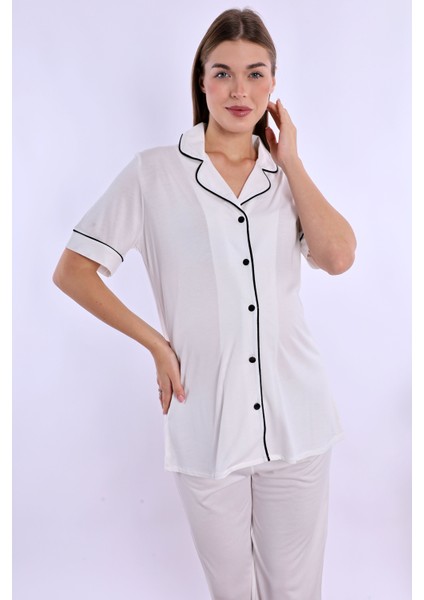 Ekru Hamile Lohusa Pijama Takımı