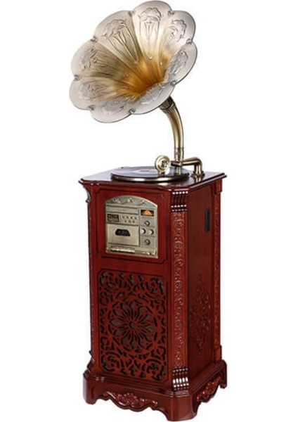 Gramofon Plakçalar Ahşap Standlı 150CM Radyo Bluetooth USB C0997