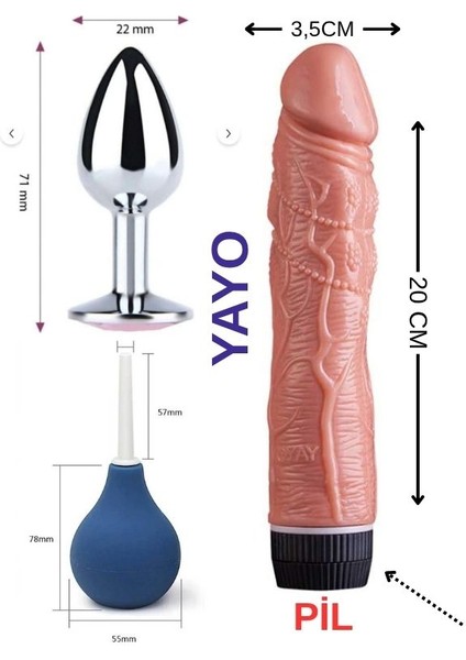 A B Anal Vaginal Kulanım Için Süper 3lü Set Dildo Pompa Plag Defzyyx XQW98