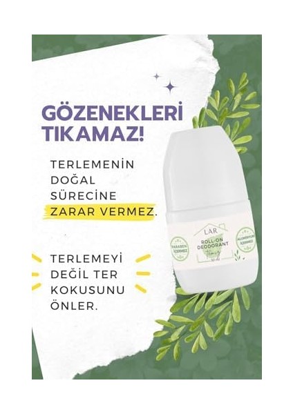 Doğal Alüminyumsuz Parabensiz Vegan Unisex Temiz Kokulu Roll-On Deodorant 1 Adet 50ML