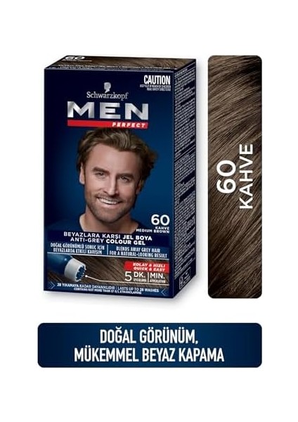 Schwarzkopf Men Perfect Saç Boyası 60 - Kahve, 80 ml
