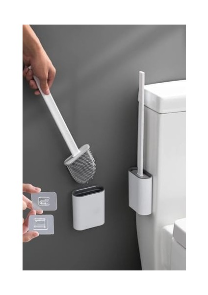 Duvara Yapışkanlı Silikon Uçlu Klozet Fırçası Beyaz (NKS146) fiyatları