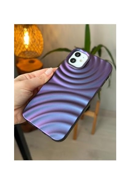 Aksesuar 11 ile Uyumlu 3D Kabartma Mor Renk Geçişli Mat Silikon Kılıf modelleri