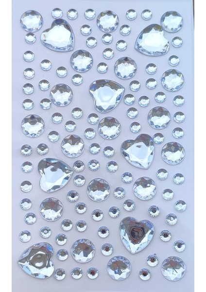 Giraffe Sticker Taş Yapışkanlı Saç, Yüz, Tırnak, Makyaj ve Süs Taşı Işıltılı Parlak (Beyaz, Kalp Orta Boy) fiyatları