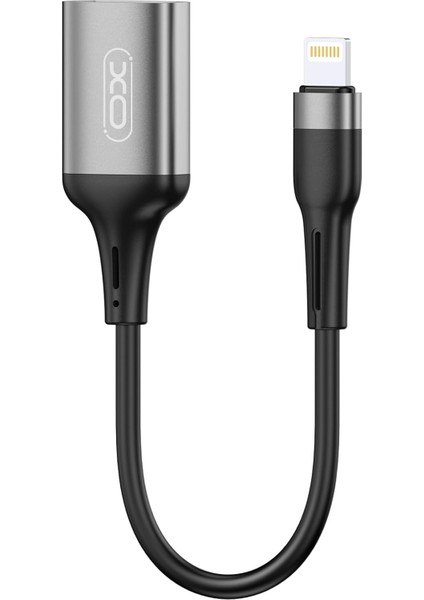 Xo Lightning To USB Otg Adaptör – Metal Gövde, U Disk/mouse/klavye Desteği, Dosya Transferi, Tak Çalıştır, NB201, (Otg Olan Cihazlarda Çalışır), Siyah