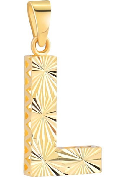 14 Ayar Altın L Harfi Kalemli Kolye Ucu