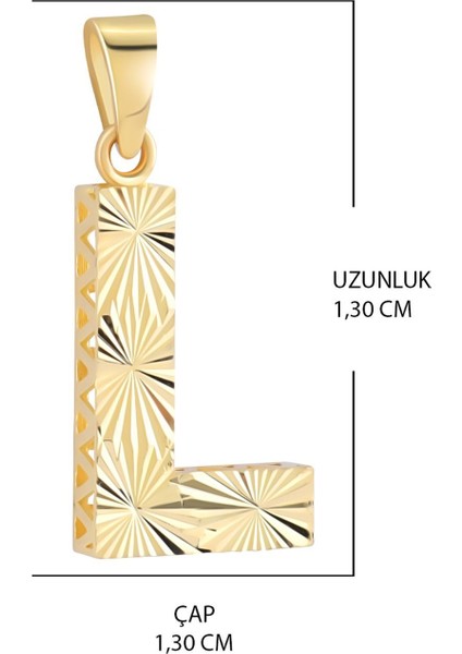 14 Ayar Altın L Harfi Kalemli Kolye Ucu fiyatları