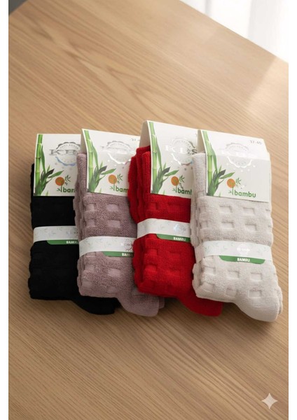 Bambu Çorap Yıkamalı Dış Havlu Görünümlü (%90 Bambu) 4'LÜ PAKET modelleri