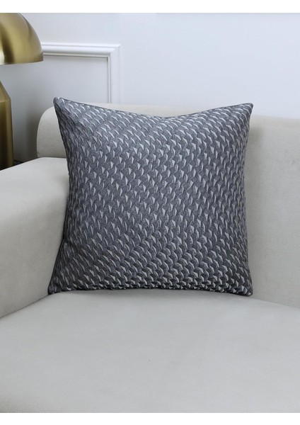 Hook Gri Desenli 45X45 Kare Kırlent Kılıfı