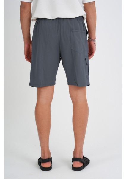 Yazlık Keten Görünümlü Kargo Cep Lastikli, Bol Kesim Toprak Renk Şort 201-31 modelleri