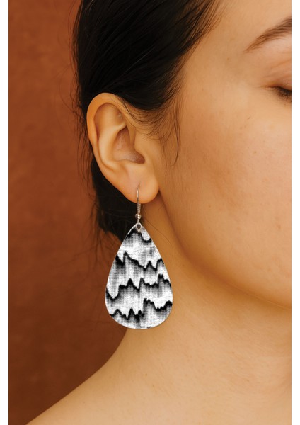 Kadın- Küpe Desenli Stilist Kancalı Baskılı Küpe Damla Şeffaf Fiorella