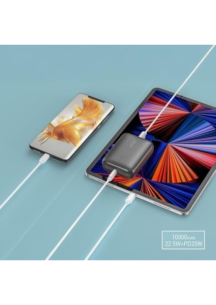 10000MAH 22.5W Usb-A + Usb-C Powerbank Taşınabilir Hızlı Şarj Cihazı Siyah modelleri