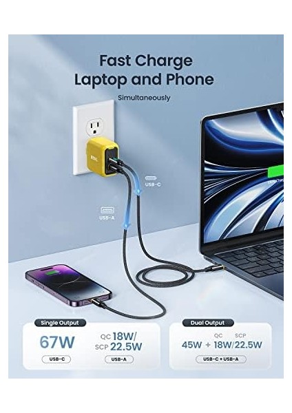 Magcube 2 Portlu Şarj Adaptörü, Gan+ 67W Hızlı Şarj Cihazı modelleri