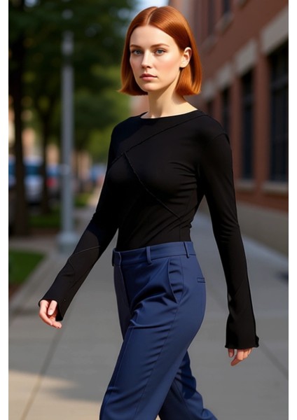 Kadın Bisiklet Yaka Nervürlü Fitted Örme Bluz Ispanyol Kol Detaylı Kaliteli Şık Rahat Modern modelleri