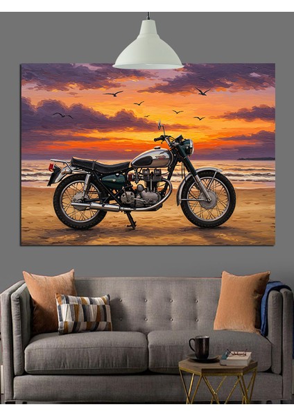 Motosiklet Gece Şehir Manzarası Dekoratif Kanvas - Mdf Ahşap Tablo modelleri
