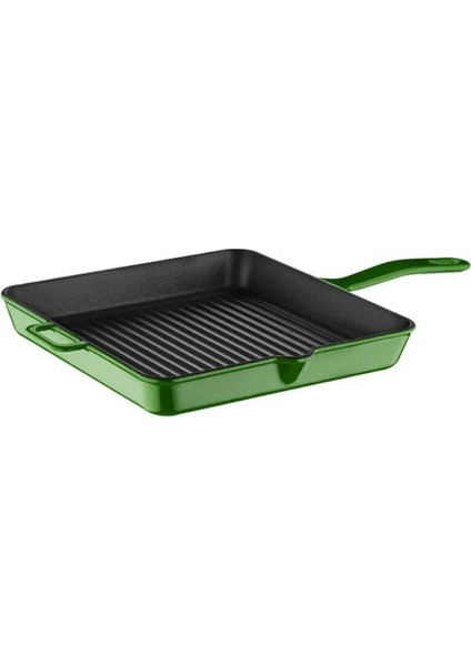 Iron 30*30CM Demir Döküm Kare Izgara Tava Yeşil