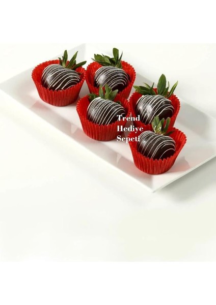 Hediye Sepeti Takribi 200 Adet Küçük Boy Kırmızı Truff Çikolata Kağıdı, Muffin Kek Kalıbı, Lokum Kağıdı 35X20 mm Doğum Günü Parti Dekorasyonu Için