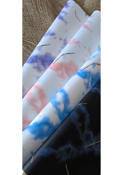 Karışık Renk 20’li Çiçek Ambalaj Kağıdı Seti | Beyaz ve Siyah Zeminli Renkli Desenli Paketleme Kağıdı