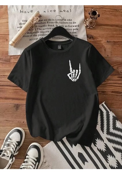 Baskılı Kadın T-Shirt - Siyah