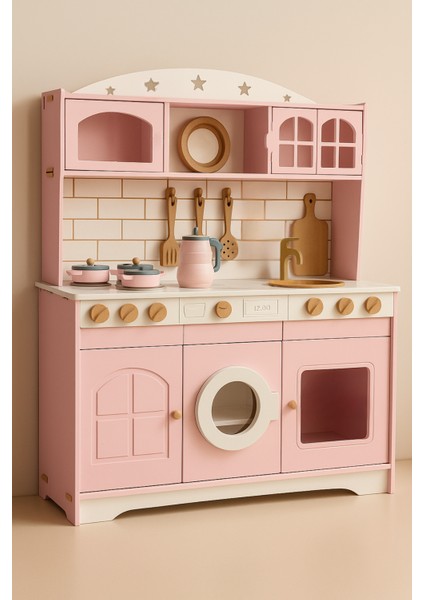 Ahşap Oyuncak Mutfak Seti 6 Parça Pembe Tencere Çaydanlık Seti| Çocuklar Için Eğitici Rol fiyatları