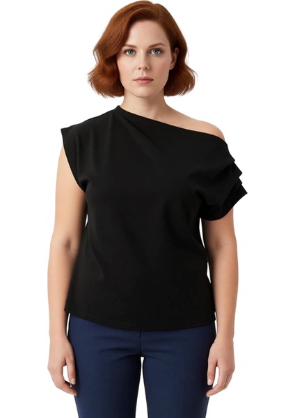 Kadın Örme Asimetrik Yaka Bluz Rahat ve Şık Bir Seçim Kaliteli Şık Rahat Modern Zarif Günlük fiyatları