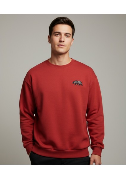 California Vibes Oversize Sweatshirt Kırmızı modelleri
