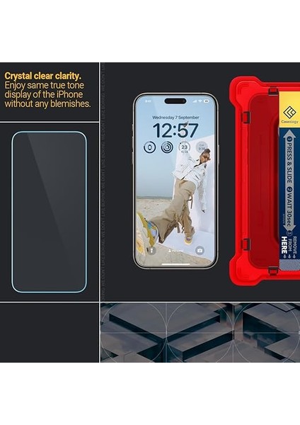 Caseology iPhone 15 Pro Max Cam Ekran Koruyucu Kolay Kurulum Snap Fit (2 Adet) - AGL06882 modelleri