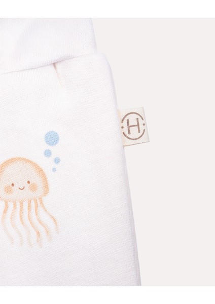 %100 Organik Pamuk Gots Sertifikalı Octopus Desenli Bebek & Yenidoğan Pantolon - Ekru modelleri