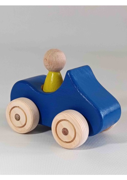 Ahşap Oyuncak Araba Sarı Lacivert Peg Bebek Bebekli fiyatları