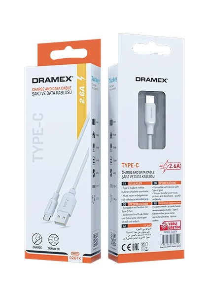 D26TK 2.6A Type-C-Usb Şarj ve Data Kablosu fiyatları