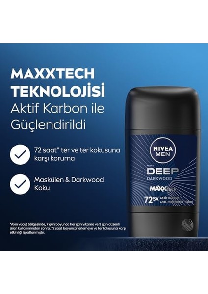 Nıvea Men Erkek Stick Deodorant Deep Dimension 50 Ml,72 Saat Ter ve Ter Kokusuna Karşı Anti Perspirant Koruma,aktif Karbon modelleri