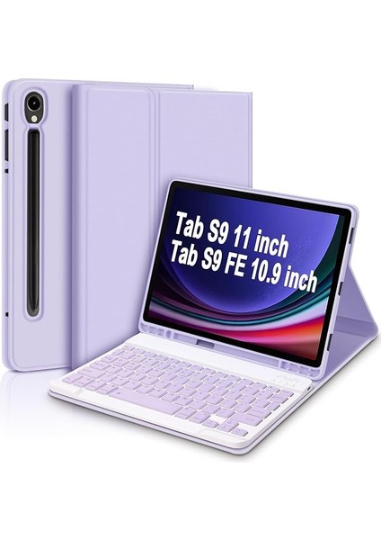 Galaxy Tab S10 LITE/S9/S10 Fe/s9 Fe 10.9 Inç Case Uyumlu Keybord Bluetooth Türkçe Q Klavyeli Kılıfı (Lila)