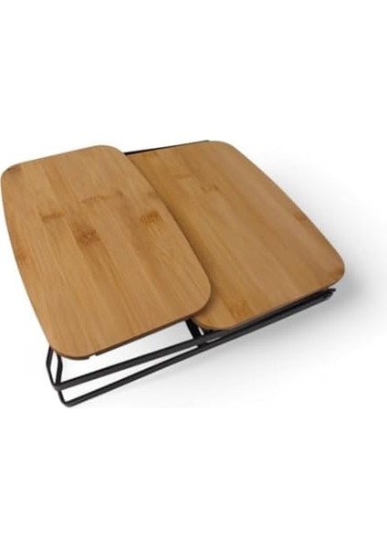 2 Katlı Dikdörtgen Bambu Servis Sunum Seti Büyük Boy, Kuru Pasta, Kurabiye ve Kek Sunumları Için Büyük Boy (34CM-26.5CM-16CM) fiyatları