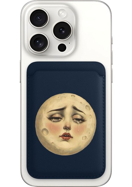 iPhone 11 12 13 14 15 16 17 Pro Max Plus Air Magsafe Mıknatıslı Lacivert Kartlık Ay Kız