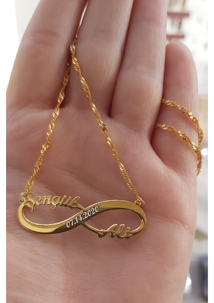 925 Ayar Gümüş 24 Ayar Altın Kaplama Sonsuzluk Kolye