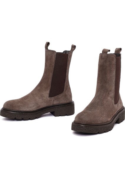 Kadın Vizon Kalın Tabanlı Süet Deri Chelsea Bot 25WFD511610 modelleri