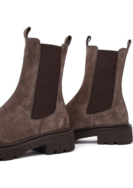 Kadın Vizon Kalın Tabanlı Süet Deri Chelsea Bot 25WFD511610
