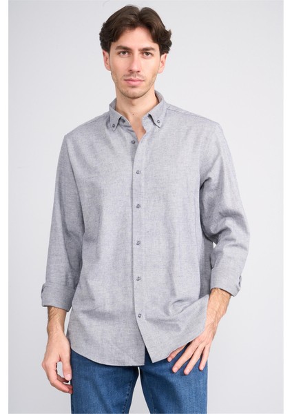 2434 Erkek Uzun Kol Regular Gömlek 07-Indigo