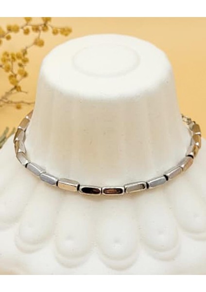 Sade Dikdörtgen Bloklu Silver Bileklik fiyatları