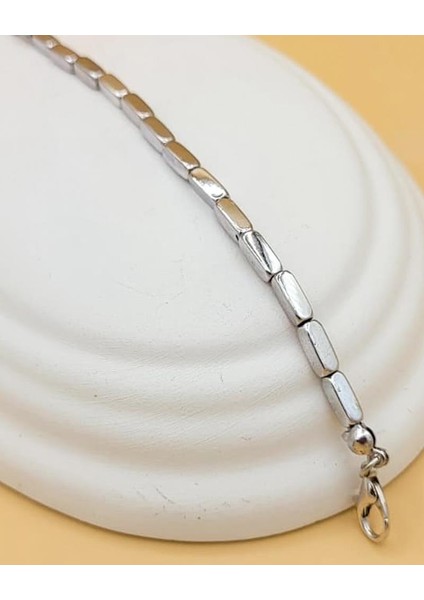 Sade Dikdörtgen Bloklu Silver Bileklik modelleri