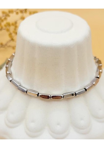 Sade Dikdörtgen Bloklu Silver Bileklik fırsatları