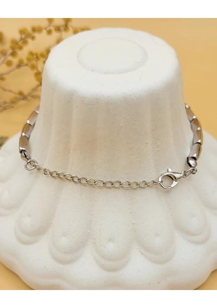 Sade Dikdörtgen Bloklu Silver Bileklik indirimleri