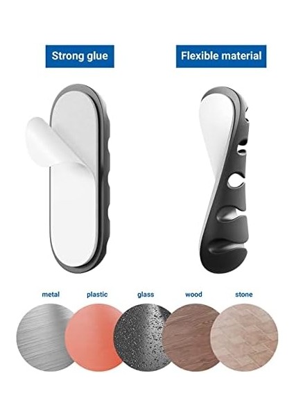 3 Adet Kablo Tutucu Seti – Her Biri 5 Kablo Kapasiteli | Yapışkanlı Kablo Klipsi, Masa Üstü Kablo Düzenleyici, Ofis & Ev Için Kablo Yönetimi | Siyah Renk fiyatları