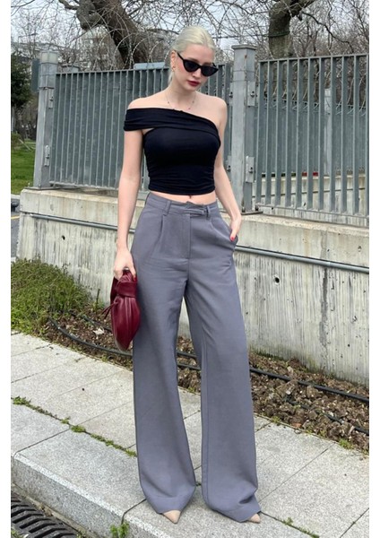 Antrasit Kemerli Bol Paça Pantolon MG1992 fiyatları