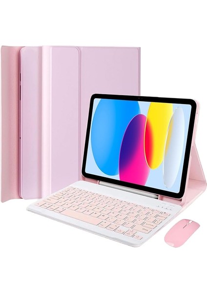 Klavye Kılıfı iPad (A16) 11. Nesil 11 Inç 2025/IPAD 10. Nesil 10,9 Inç, Manyetik Çıkarılabilir Bluetooth Almanca Qwertz Klavye, Kalem Tutuculu ve Fareli, Pembe