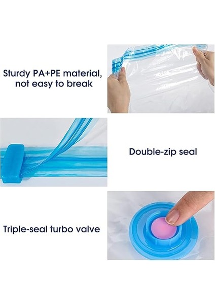 Giysi ve Yatak Örtüsü Için Vakumlu Torba, 6 Adet Vakumlu Torba, Kıyafet, Seyahat, Kıyafet, Saklama Için Vakumlu Çanta, Vakumlu Yer Tasarruflu, 3 x 70 x 50 cm + 3 x 80 x 60 cm + 1 El Pompası fırsatları