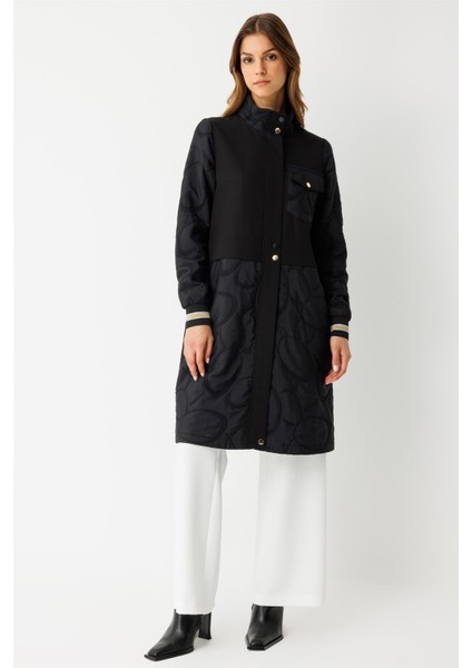 Jakar Kumaş Çıt Çıt Detaylı Fermuarlı Giy Çık Siyah