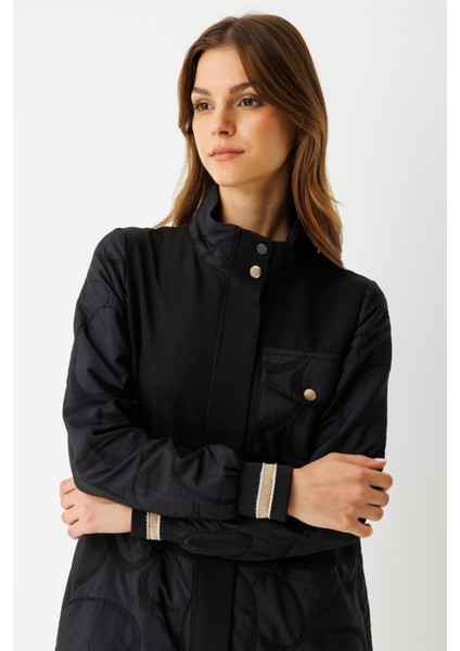 Jakar Kumaş Çıt Çıt Detaylı Fermuarlı Giy Çık Siyah