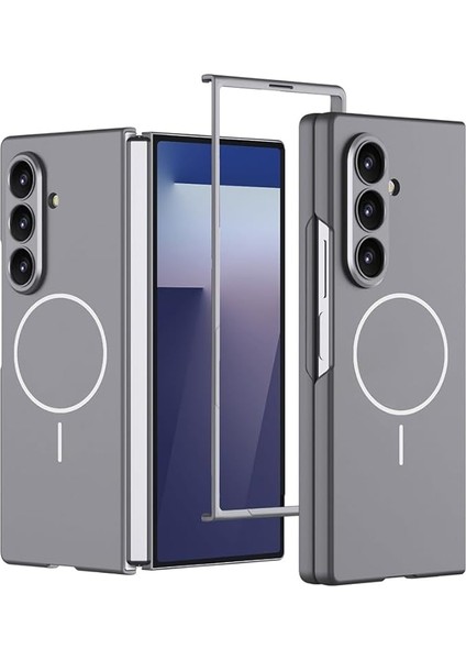 Samsung Galaxy Z Fold 7 ile Uyumlu Kılıf Wireless Şarj Özellikli Kıpta M-Safe Kapak, [ Tam Uyumlu, Kaliteli, Katlanabilir ], Gri