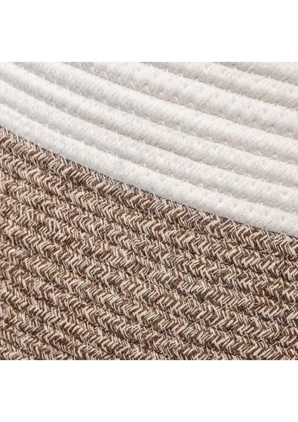 Pamuk Halat Sepeti, Tutma Saplı Pamuk Çamaşır Sepeti 100L, Oyuncak Elbise Battaniye Için, Kahverengi-Bej 55X55X35 cm indirimleri